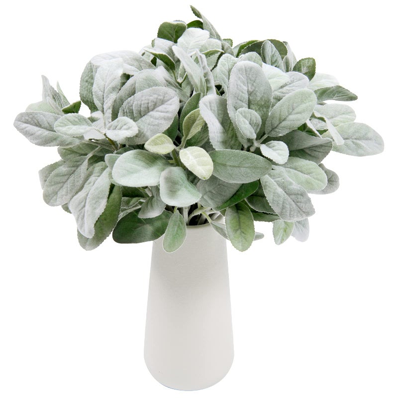 SHACOS Artificial Flocked Lambs Ear Stem 12 Pieces Lamb's Ear Branch Foliage Pick Greenery Leaf Flower Spray for Home Wedding DIY Floral Arrangement - Image 1